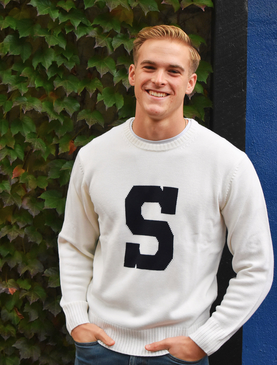 Varsity S Sweater | Ivory - Harpers